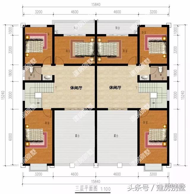 共用堂屋的三層雙拼別墅設計方案，倆兄弟這樣建很好
