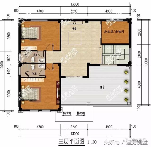 2款開間13米的三層樓房設計方案圖，建一棟羨慕死城里人