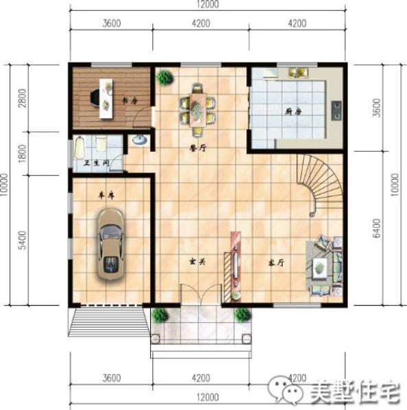 幾款帶車庫的農村自建樓房方案圖，3、4層的都有