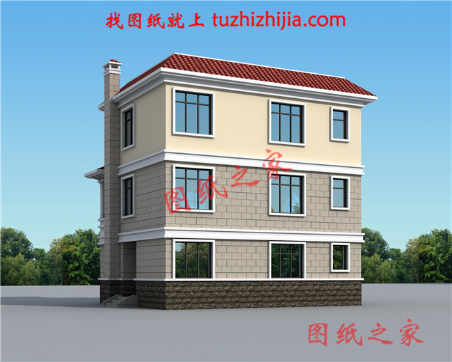 農村小戶型三層別墅設計圖，平屋頂，造價20萬左右