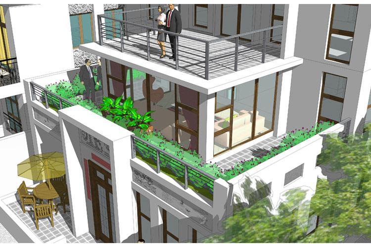 [房先生]三層對稱自建房別墅圖紙 現代中式帶陽光房大露臺