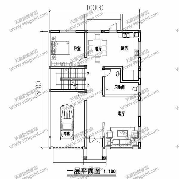 經典設計13X10米鄉(xiāng)村別墅，帶車庫的設計圖你可接受？