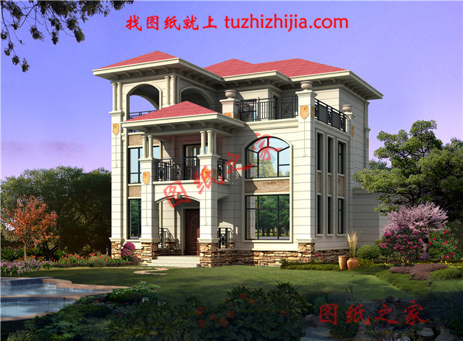 農村帶地下室二層半自建房屋設計圖,樓中樓設計,歐式風格