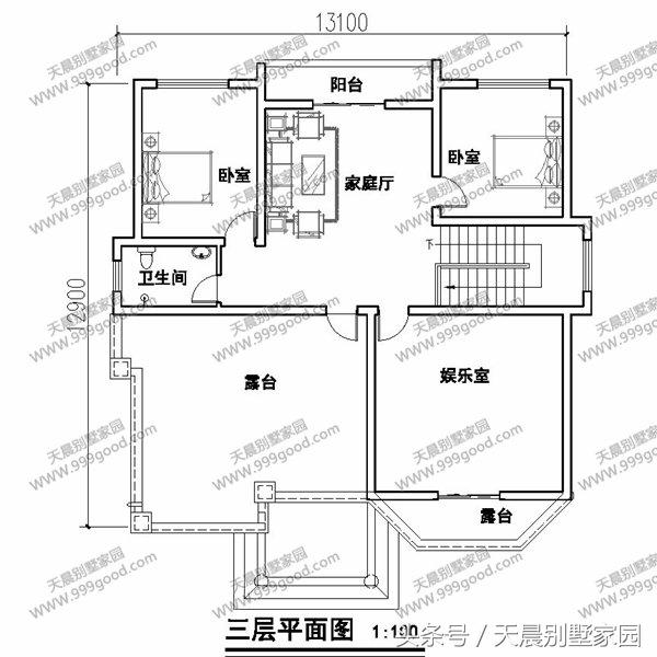 13.1X12.9米別墅設計圖，清雅歐式，經典接地氣！