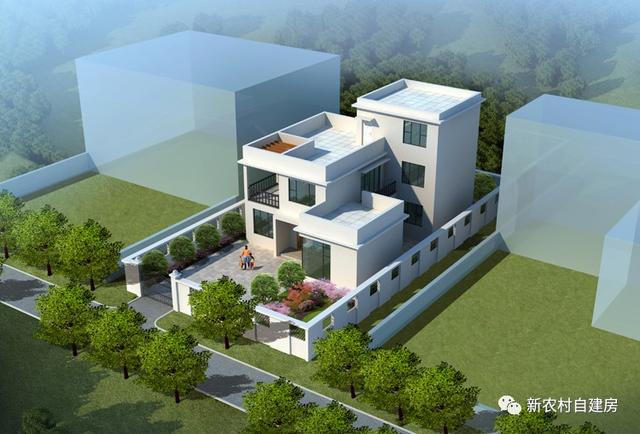 12X18米三層現代農村別墅，30萬帶院子和平層頂