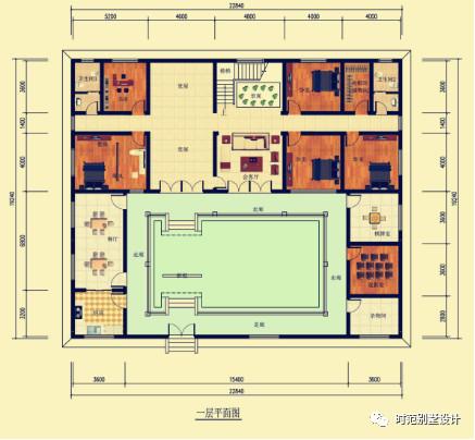 農村自建二層中式合院，帶堂屋露臺，房間多