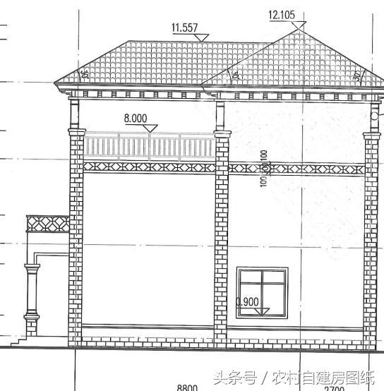8.5X11.5米三層農村自建房設計方案圖，30-40萬建主體