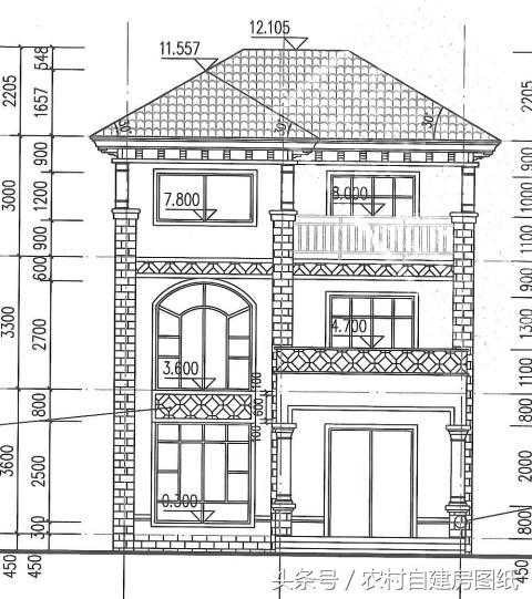 8.5X11.5米三層農村自建房設計方案圖，30-40萬建主體