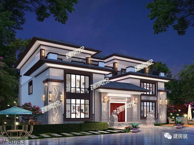 2款富豪專屬新中式別墅設計方案圖，家大業大的自建有面子
