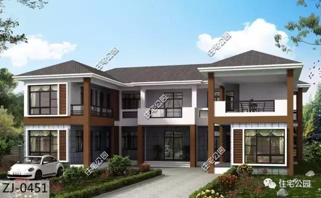 現(xiàn)代風(fēng)格二層三合院設(shè)計(jì)方案圖，不比歐美別墅差