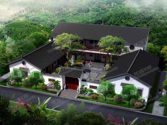 鄉(xiāng)村自建三合院別墅設(shè)計(jì)圖，古樸大氣高品位