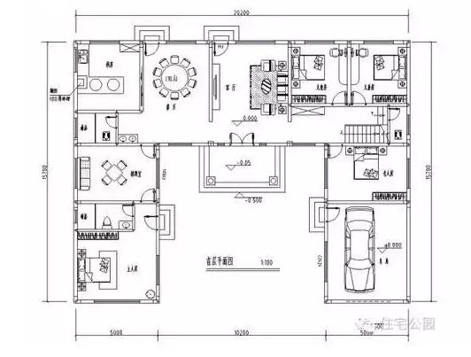 農村一層三合院設計戶型圖，帶完工實景圖