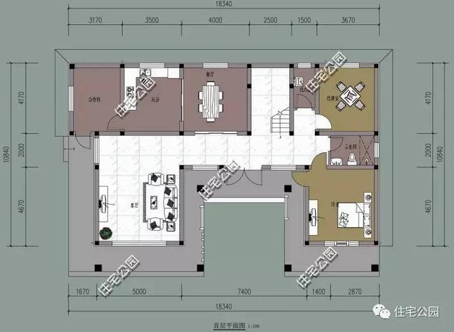 5套農村三合院戶型圖，一層、二層、三層都有