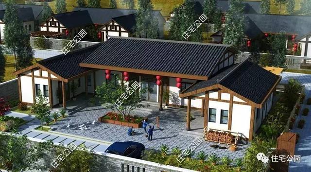 5套農村三合院戶型圖，一層、二層、三層都有