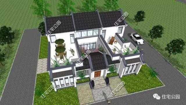 5套農村三合院戶型圖，一層、二層、三層都有