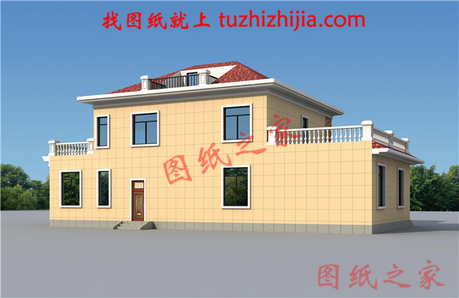 農(nóng)村4間2層樓房設(shè)計(jì)圖，帶車庫(kù)，外觀時(shí)尚，帶屋頂花園