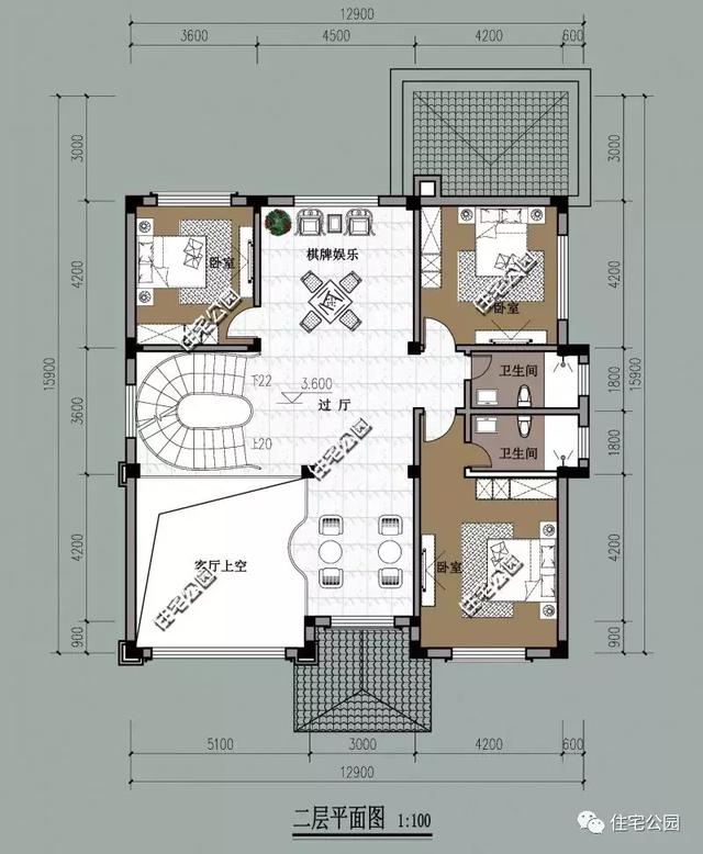 12X15米農(nóng)村房屋設(shè)計圖方案，落地窗大露臺