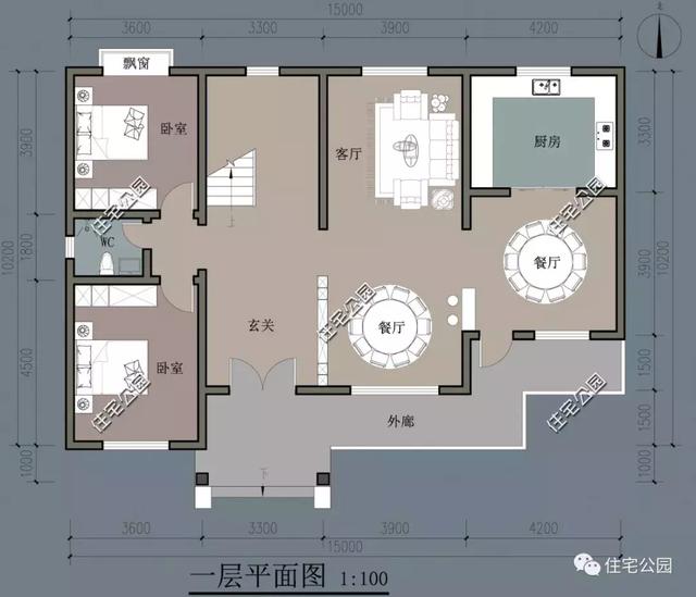 15X10米簡歐風格二層農村房屋方案圖，坡屋頂+老虎窗