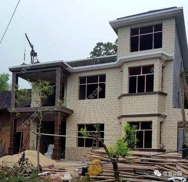 幾套農村自建別墅外觀實景圖，附戶型圖和施工過程