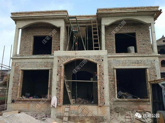 幾套農村自建別墅外觀實景圖，附戶型圖和施工過程