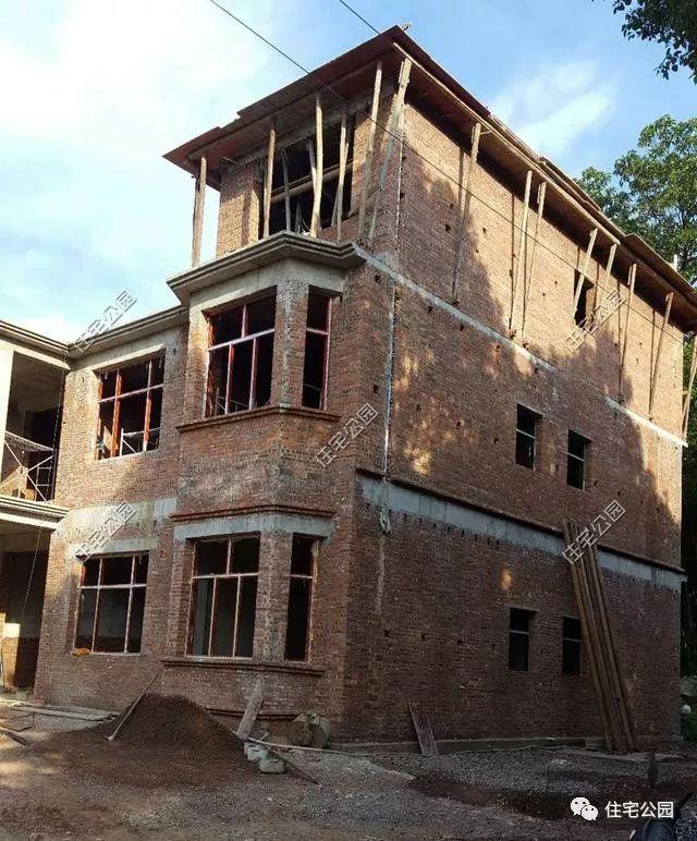 幾套農村自建別墅外觀實景圖，附戶型圖和施工過程