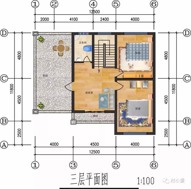 13X12m三層帶車庫帶露臺的住宅設計圖，建起來比效果圖好看