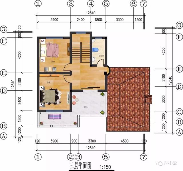 13X13m簡約挑空客廳歐式三層別墅方案圖，采光通風好
