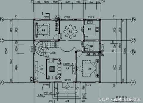 幾款復式二層樓房戶型方案圖，客廳中空的才顯高檔