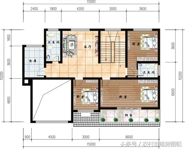 幾款復式二層樓房戶型方案圖，客廳中空的才顯高檔