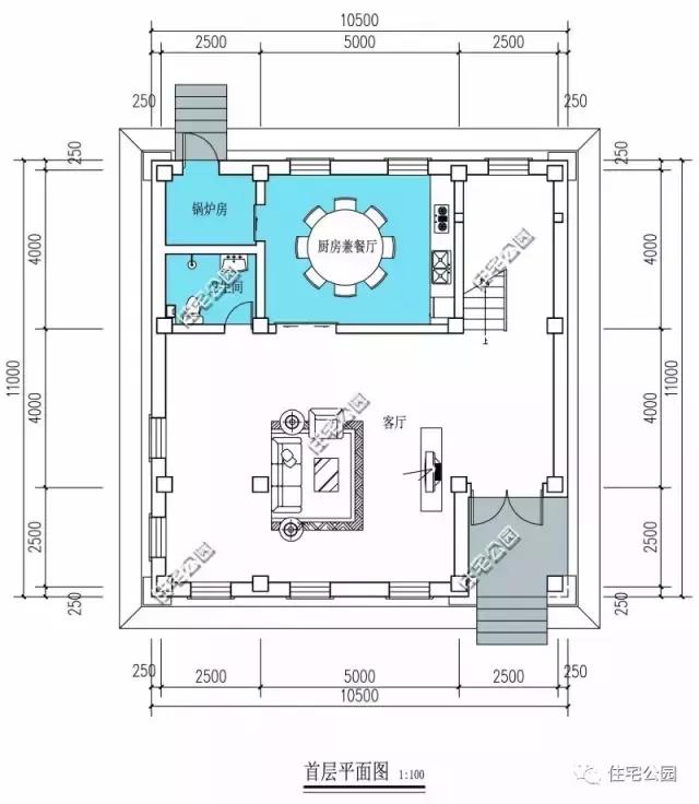 自建11X11米農村2層別墅，帶鍋爐房露臺設計，適合農村！