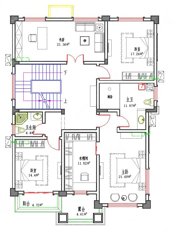 11×14米豪華套間農(nóng)村三層自建別墅全套施工圖