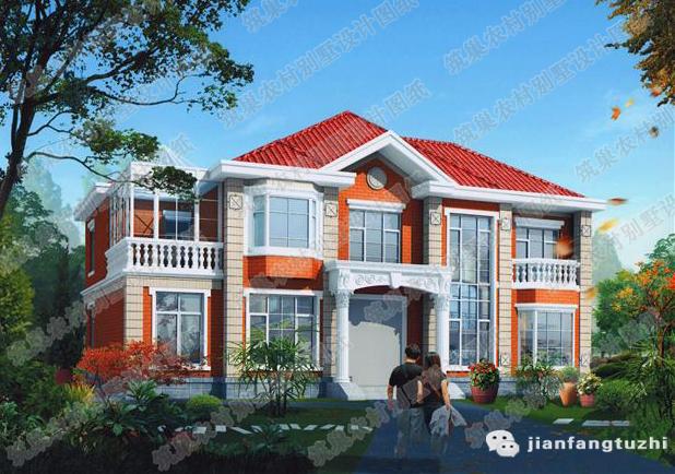 二層帶花房鍋爐房自建別墅設(shè)計(jì)圖，附帶建成后的圖片