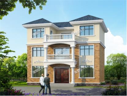 小進深自建房戶型圖，一層、二層、三層都有