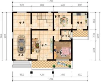 小進深自建房戶型圖，一層、二層、三層都有