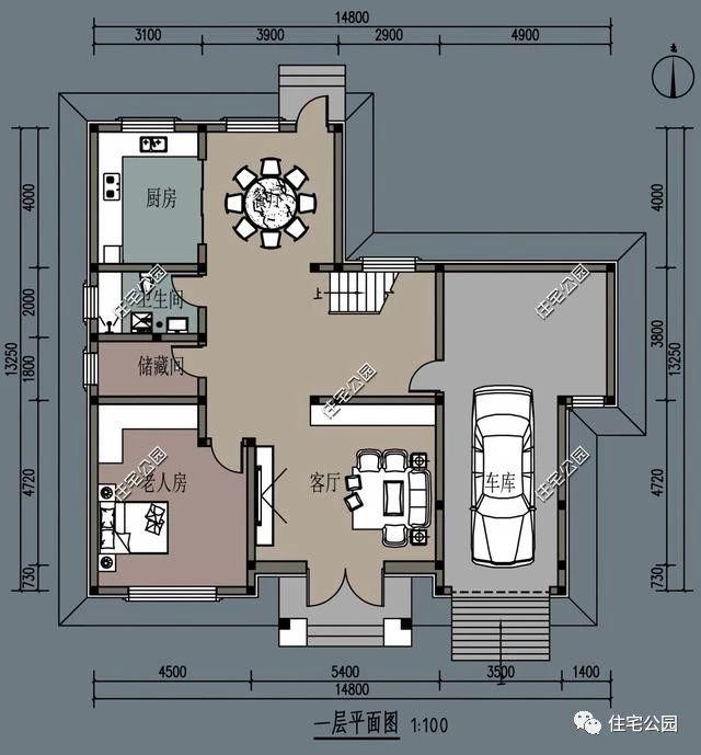 客廳挑空的三層小別墅圖紙，整棟別墅精致的無法挑剔