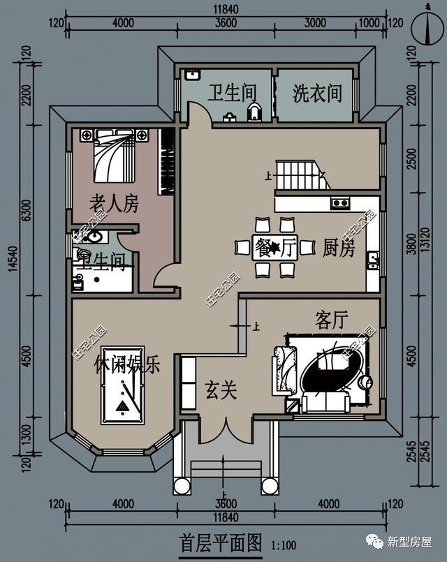 多臥室農村別墅設計圖紙，適合人多的家庭