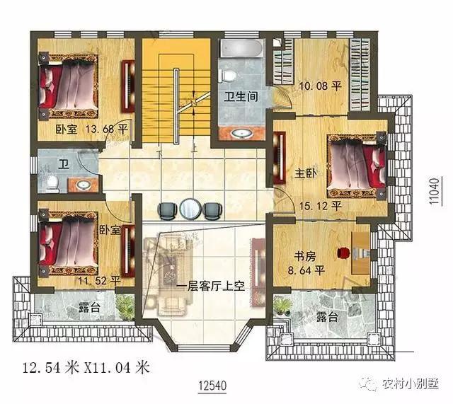 二層大氣歐式別墅設計全套施工圖紙帶效果12.54X11.04