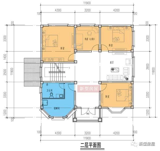 4款占地方方正正的時尚漂亮農村別墅戶型圖，中國人還是喜歡方正