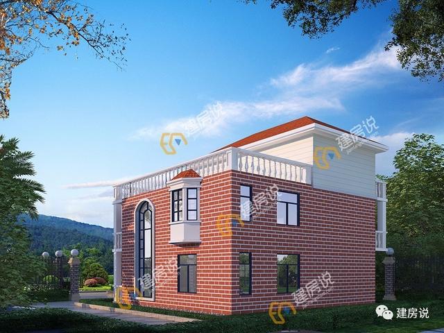 12×12.5米三層歐式農(nóng)村別墅，帶飄窗和大露臺(tái)