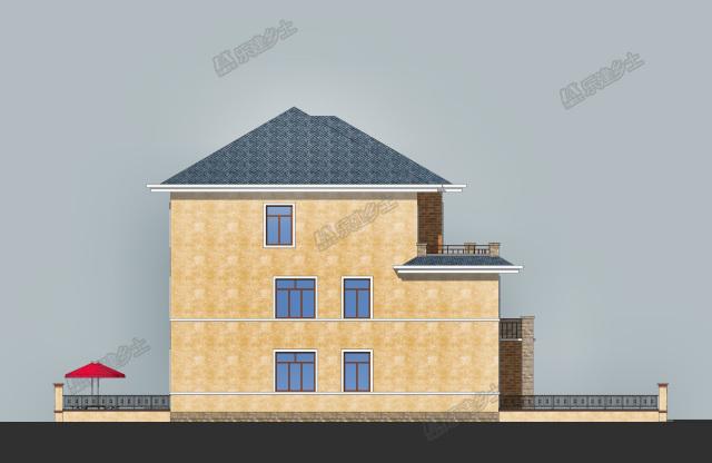 17x15米三層簡歐雙拼別墅，前后院布置滿足室外活動需求