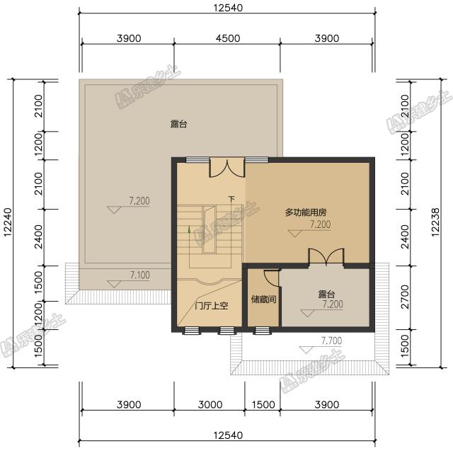 13x12米三層中式自建房設計，通高門廳氣派十足