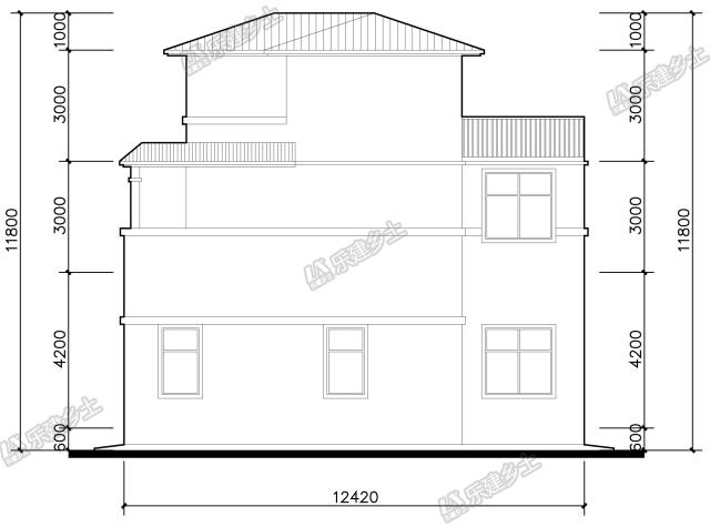 13x12米三層中式自建房設計，通高門廳氣派十足