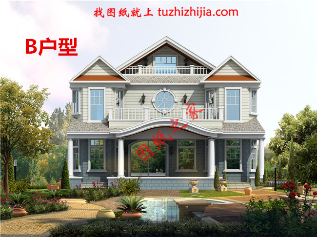  二層半房子設計圖及效果圖，客廳中空，南北通透