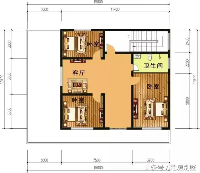 15×10.4二層農村別墅，這個布局我給99分，還有一分……