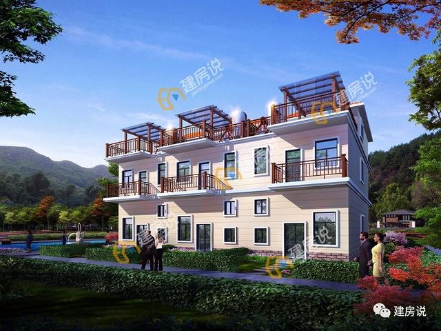 多露臺農(nóng)村連排別墅，單戶面寬6米商住兩用