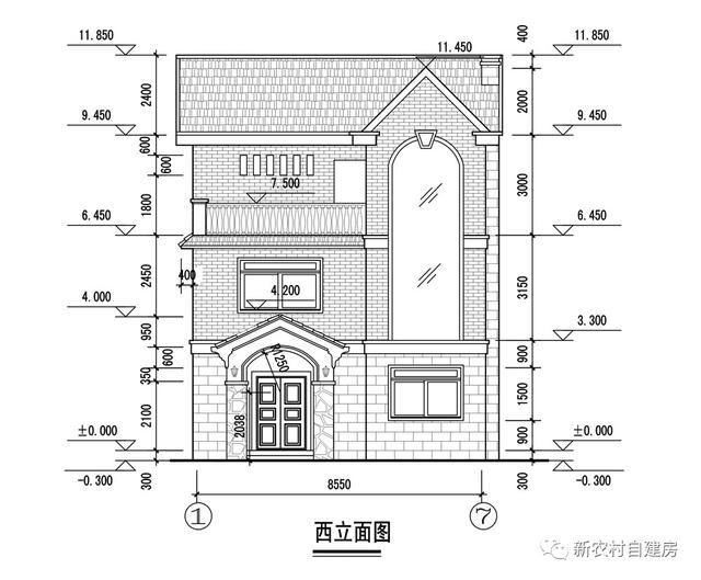 9x12米鄉村三層別墅設計，單家獨院含平面圖和立面圖