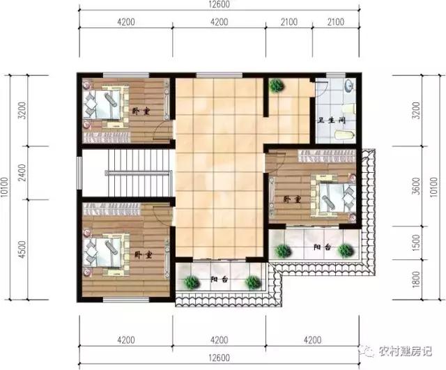 12.6×10.1米三間二層農村別墅，占地110平22萬搞定