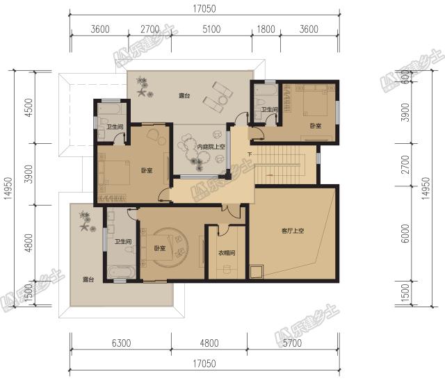 二層簡(jiǎn)約別墅，設(shè)計(jì)過渡平臺(tái)及內(nèi)庭院，讓居住更愜意