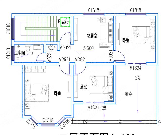 12.3米*9.4米小戶型帶堂屋二層別墅施工圖，外觀精美