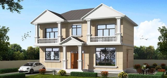 7×13米外置廚房，4室2廳農村別墅二層房屋方案圖